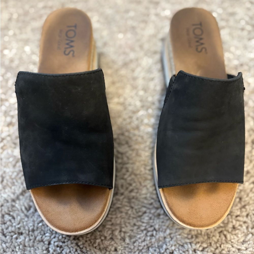 TOMS Women's Black Suede Mules
